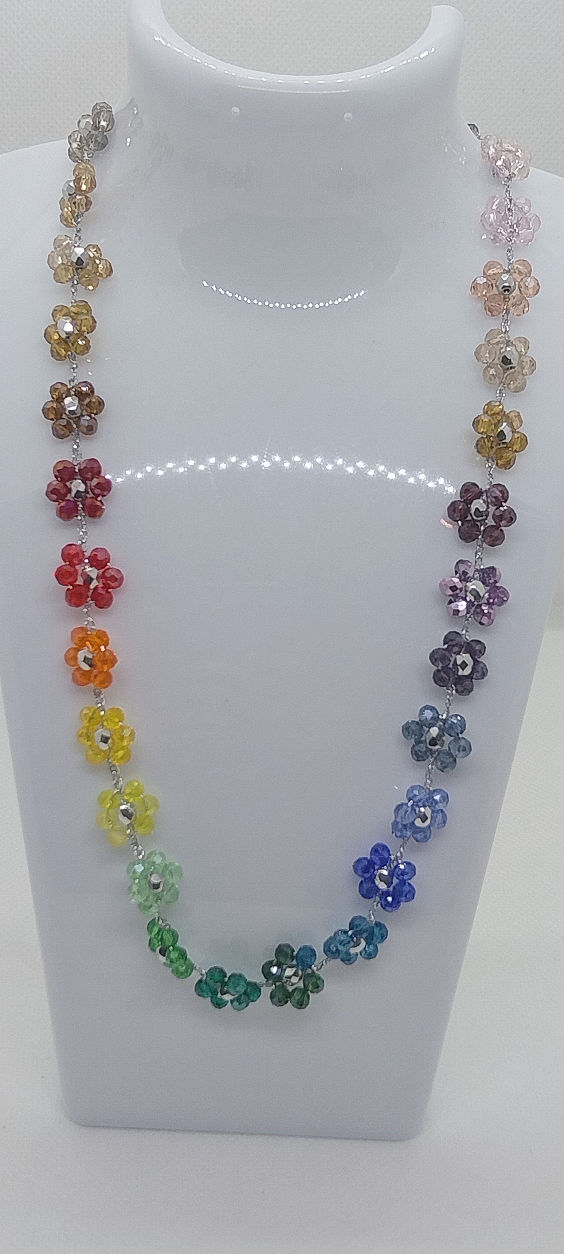 Small Rainbow Crystal Flower Necklace