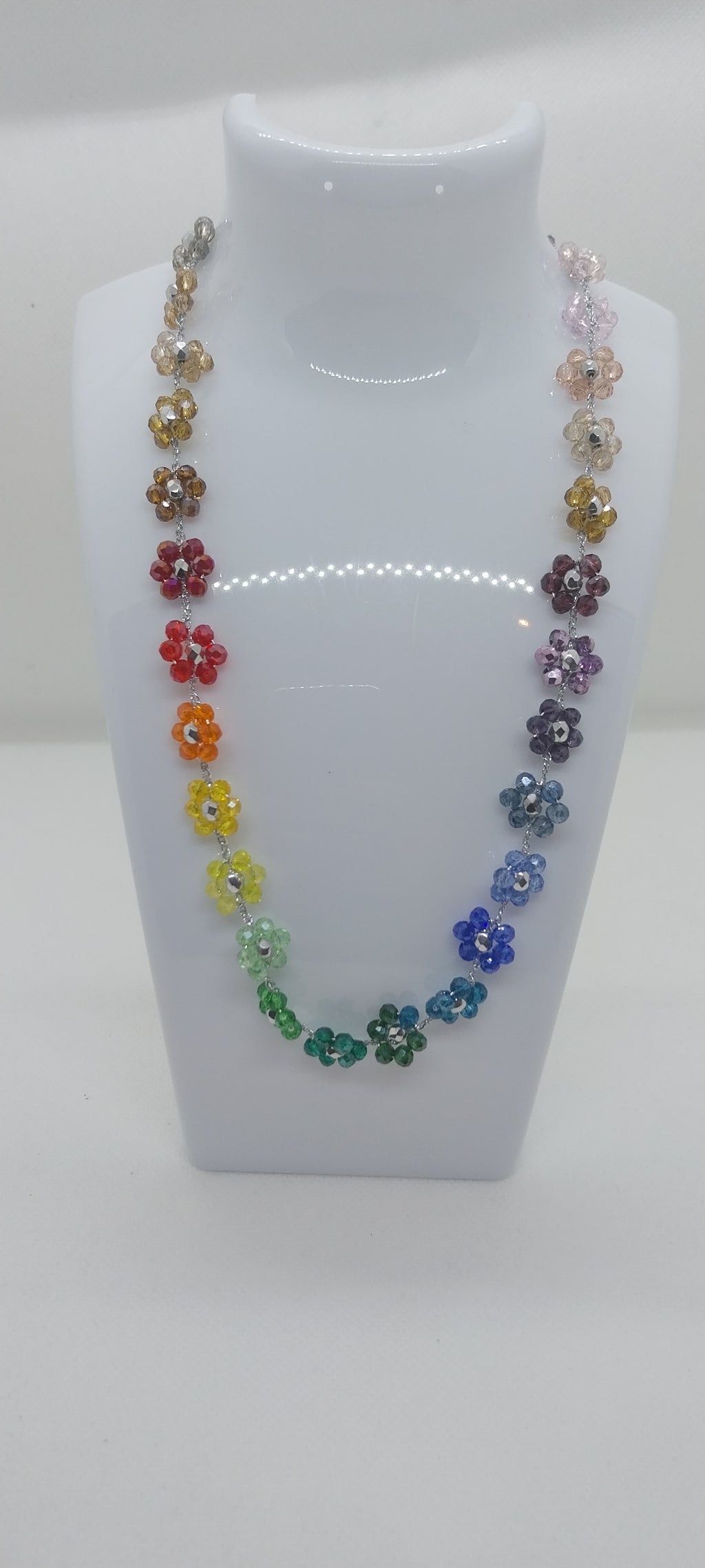Small Rainbow Crystal Flower Necklace