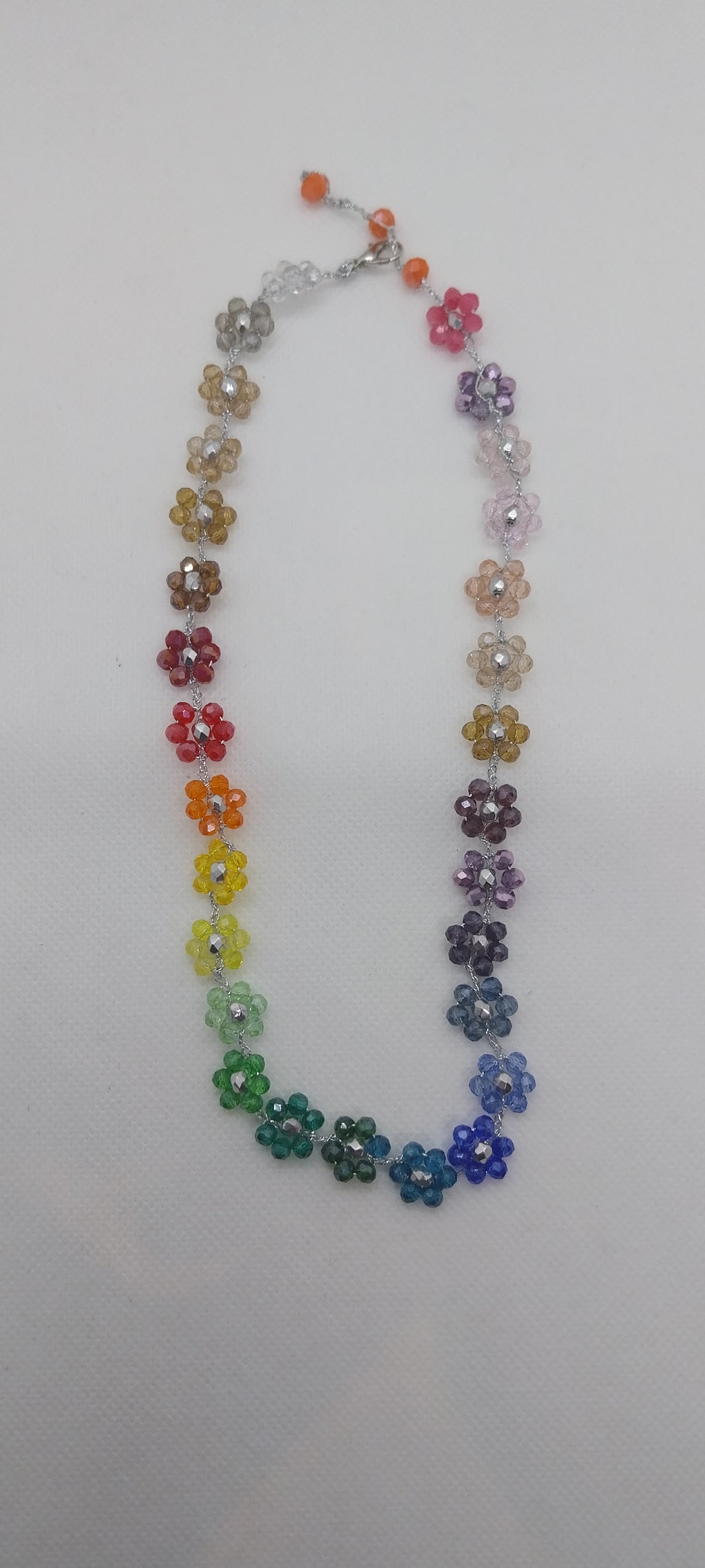 Small Rainbow Crystal Flower Necklace