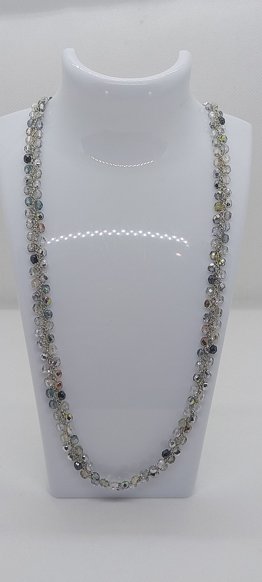 Petit Collier Bohème Cristaux Argentés