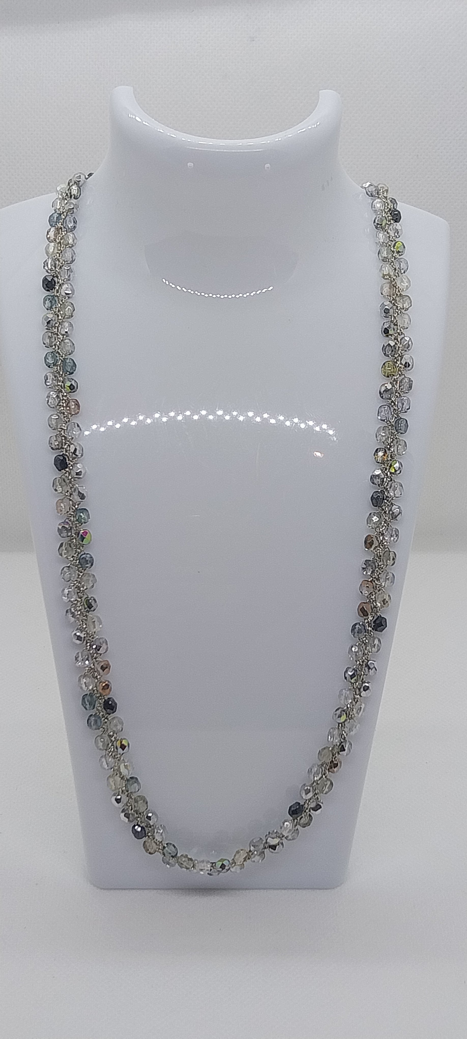 Petit Collier Bohème Cristaux Argentés