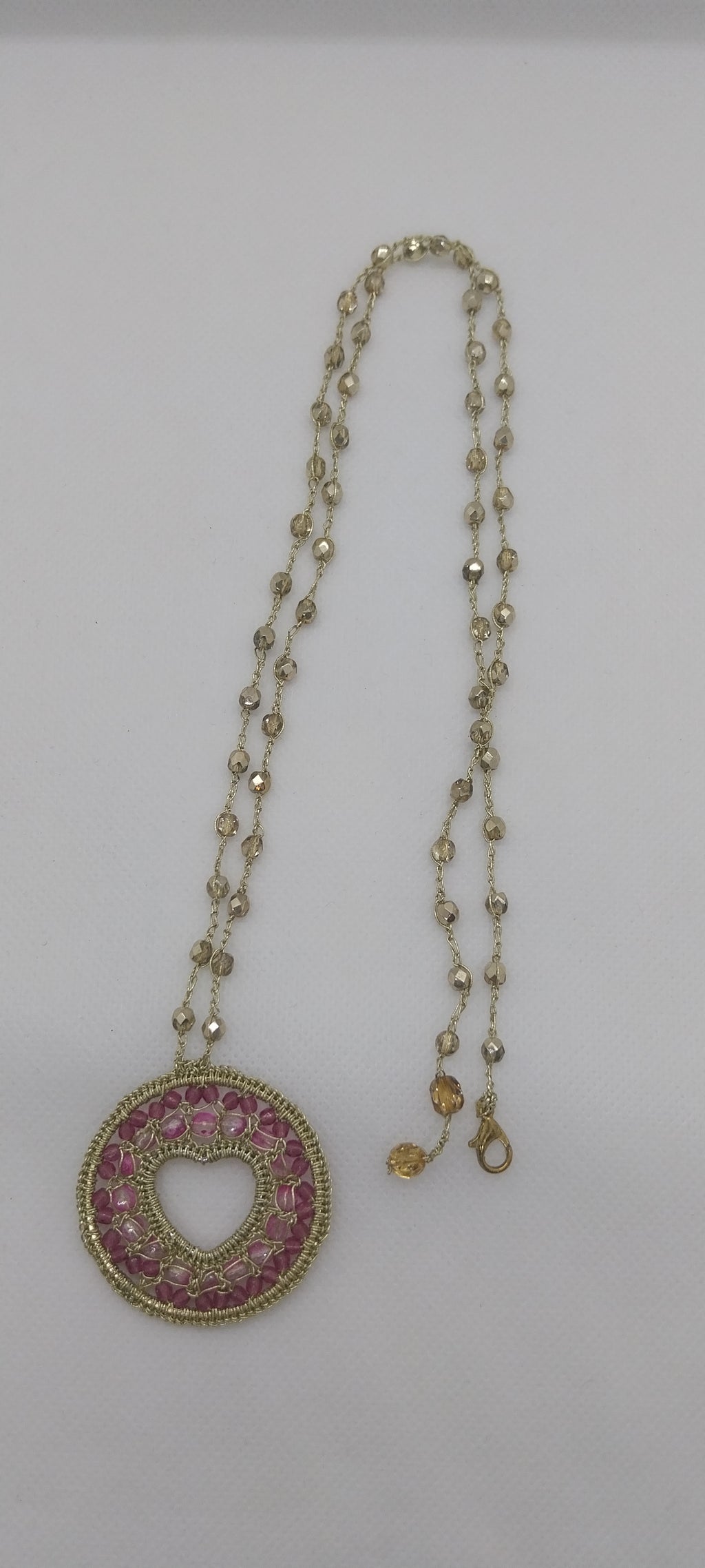 Gold Heart Round Mandala Pendant