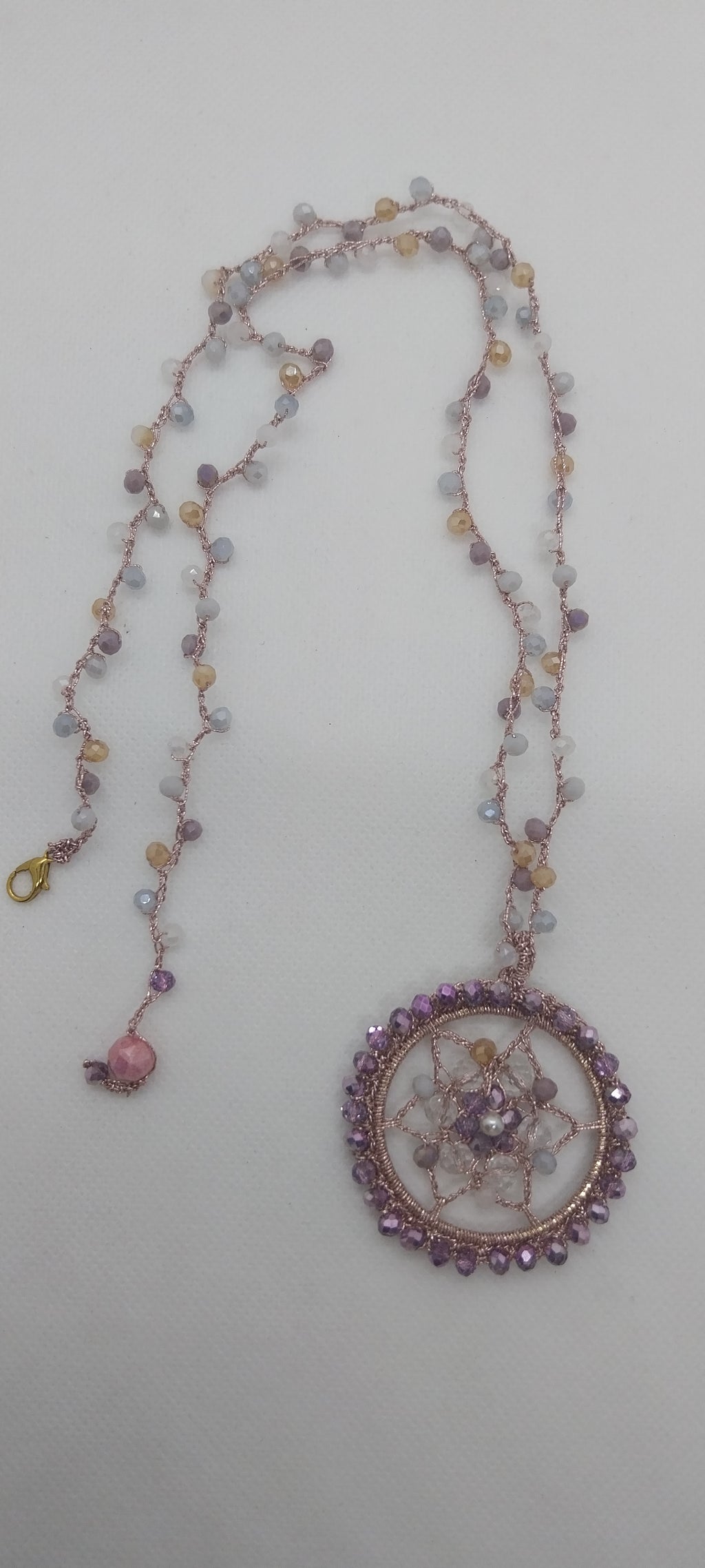 Collier Cristal Rose & Pendentif Mandala