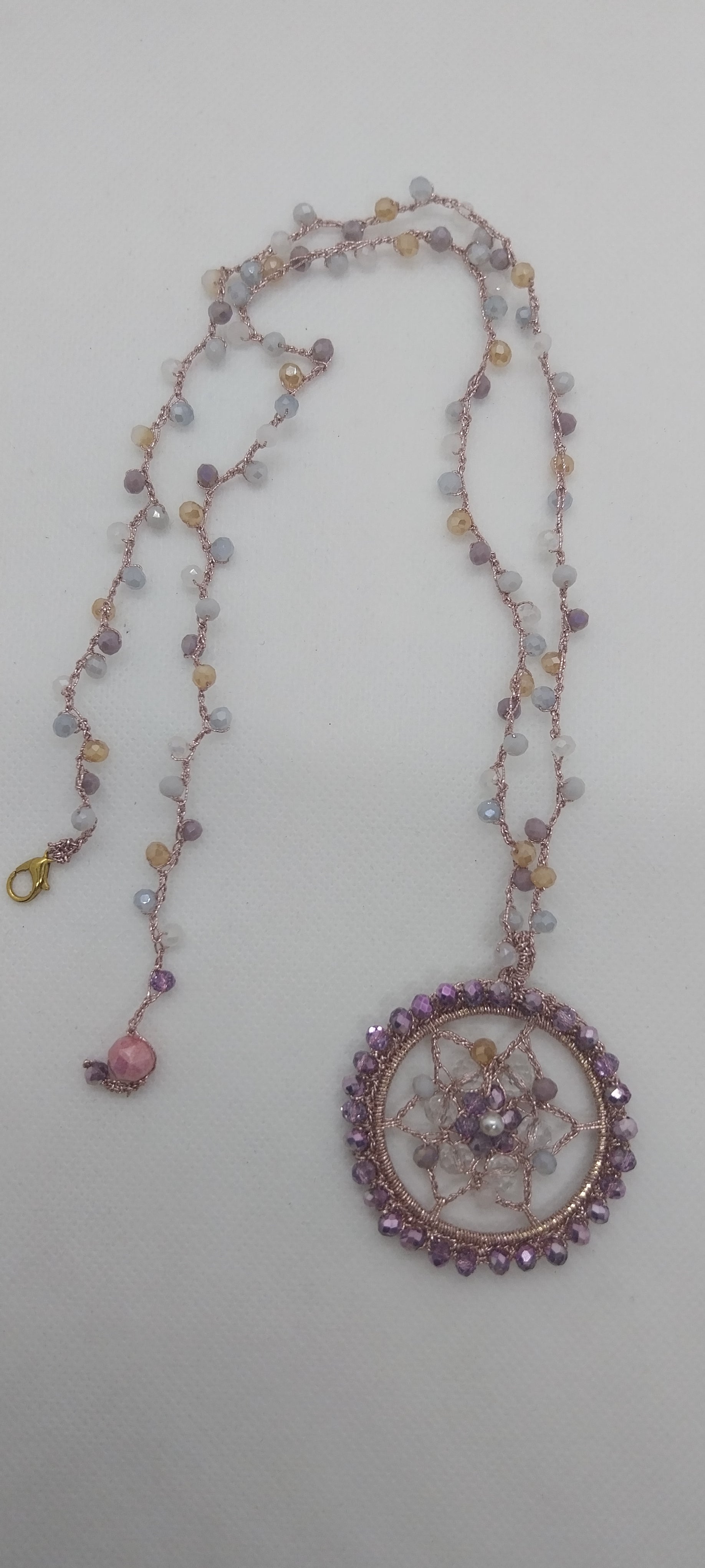 Collier Cristal Rose & Pendentif Mandala