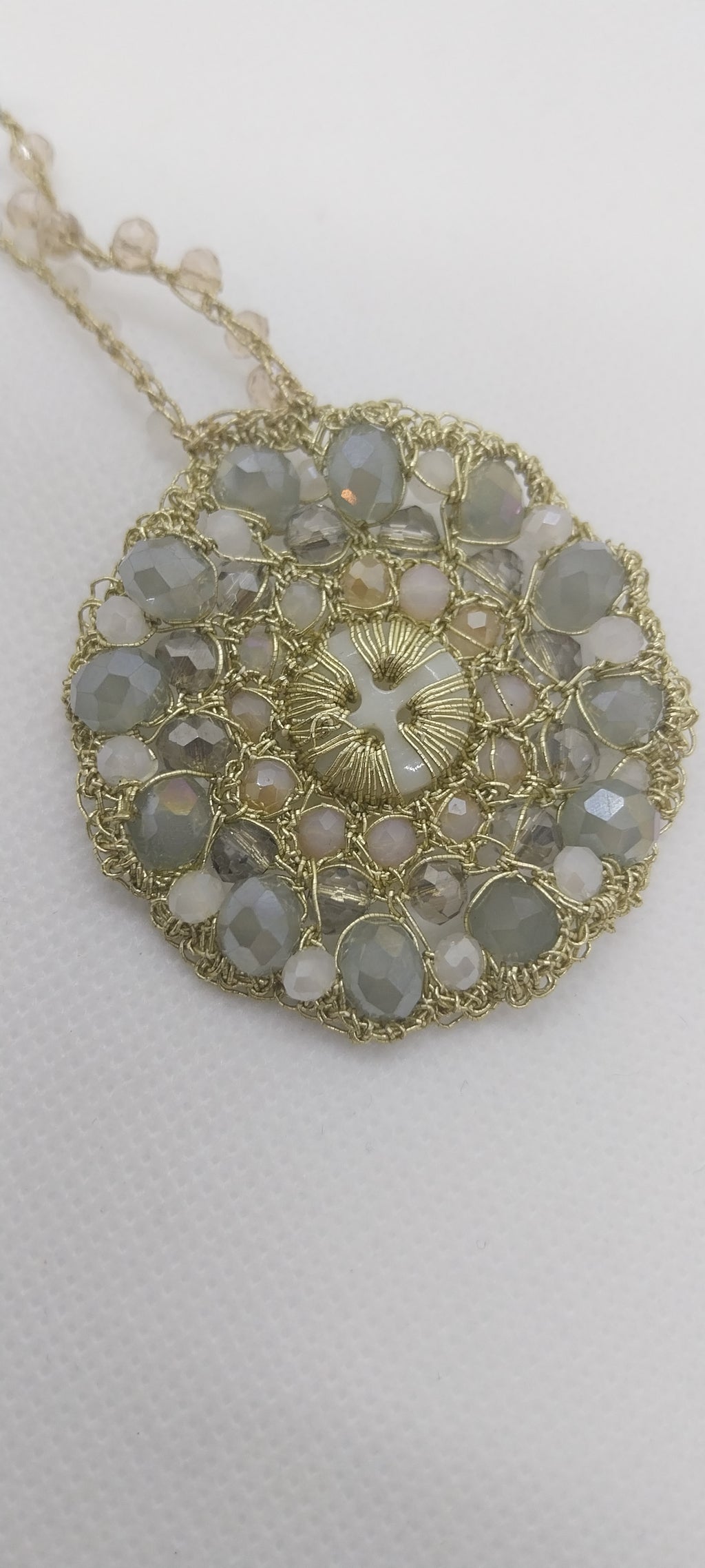 Collier Mandala Bouton Doré