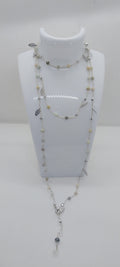 Silver-plated Wire Necklace – Amazonite & Fine Feathers