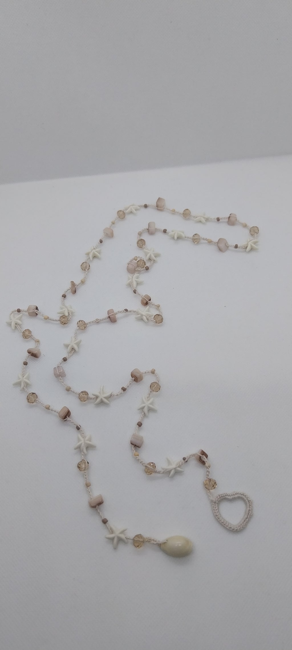 Sautoir Fil Coton – Perles Bohème & Coquillages, Esprit Mer