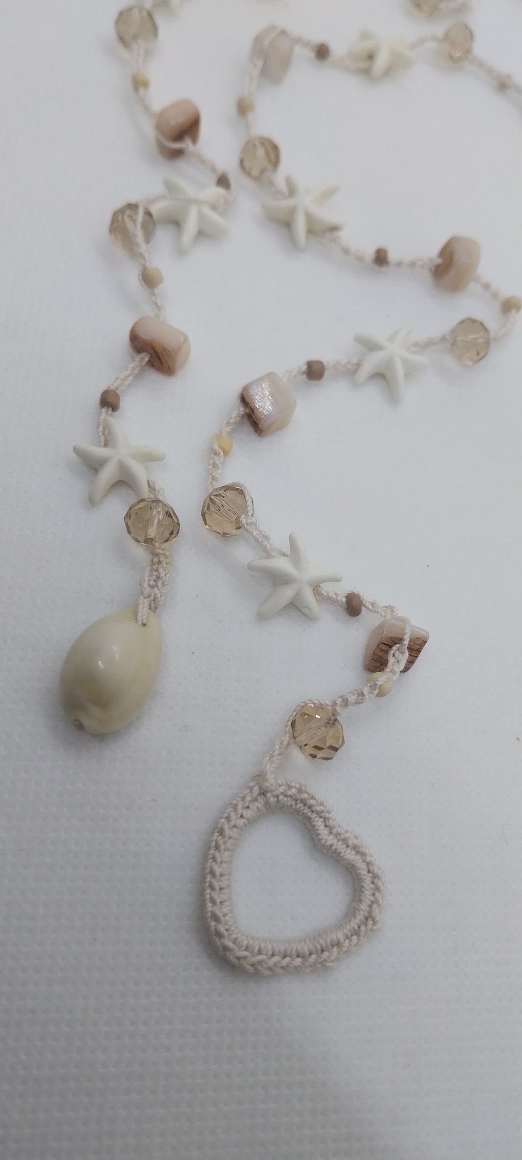 Sautoir Fil Coton – Perles Bohème & Coquillages, Esprit Mer