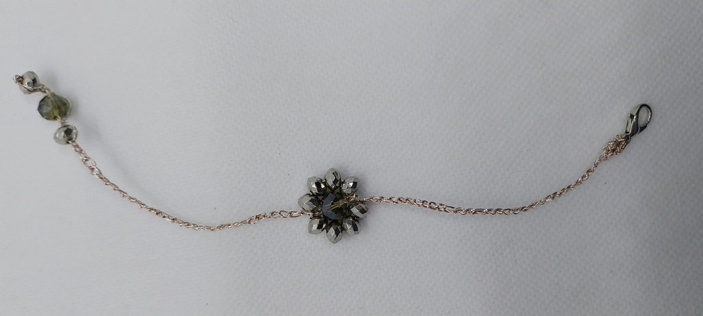 Bracelet Fleur Gris