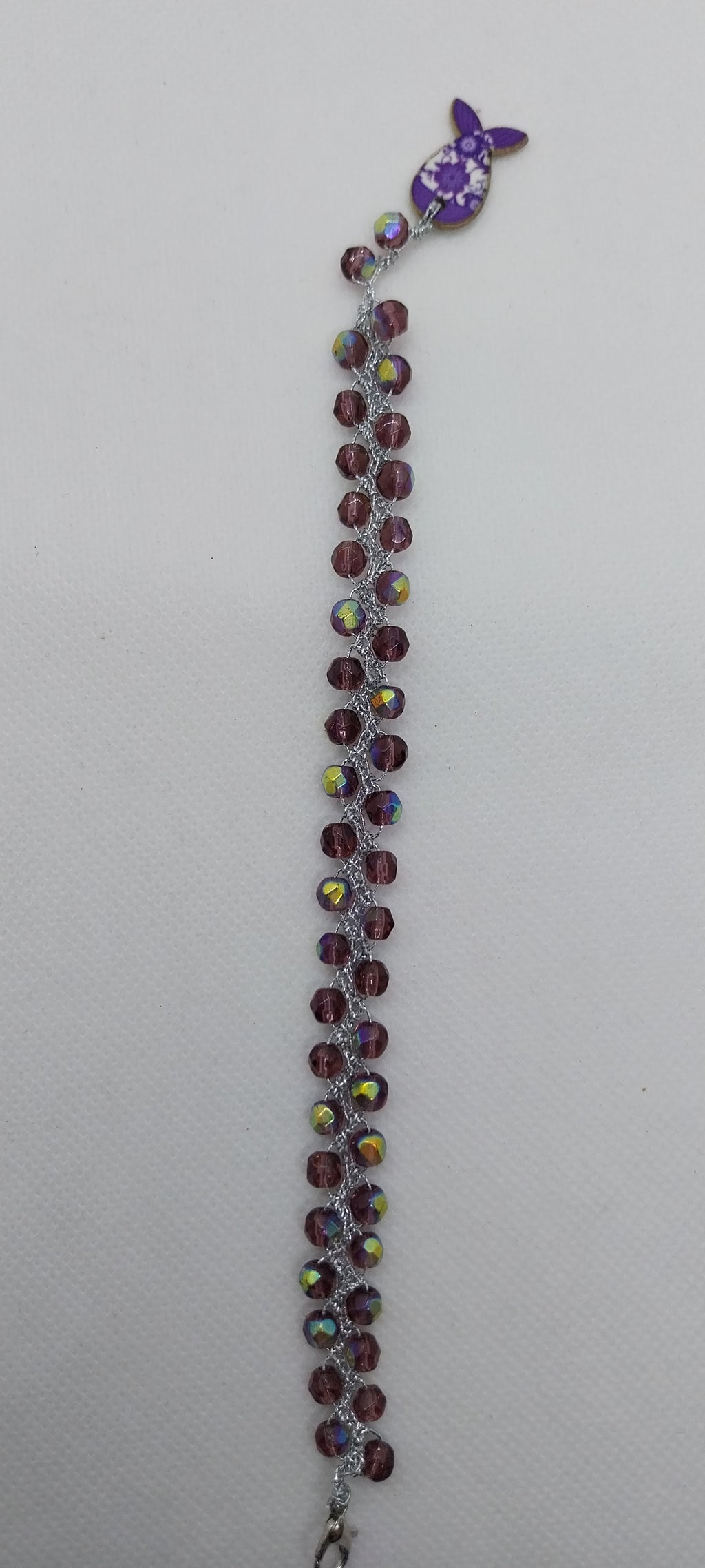 Bracelet Cristal Violet & Charm Poisson
