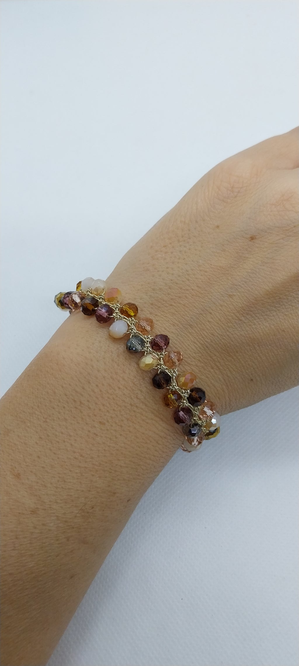 Bracelet Perles Cristal Marron – Grosses Perles