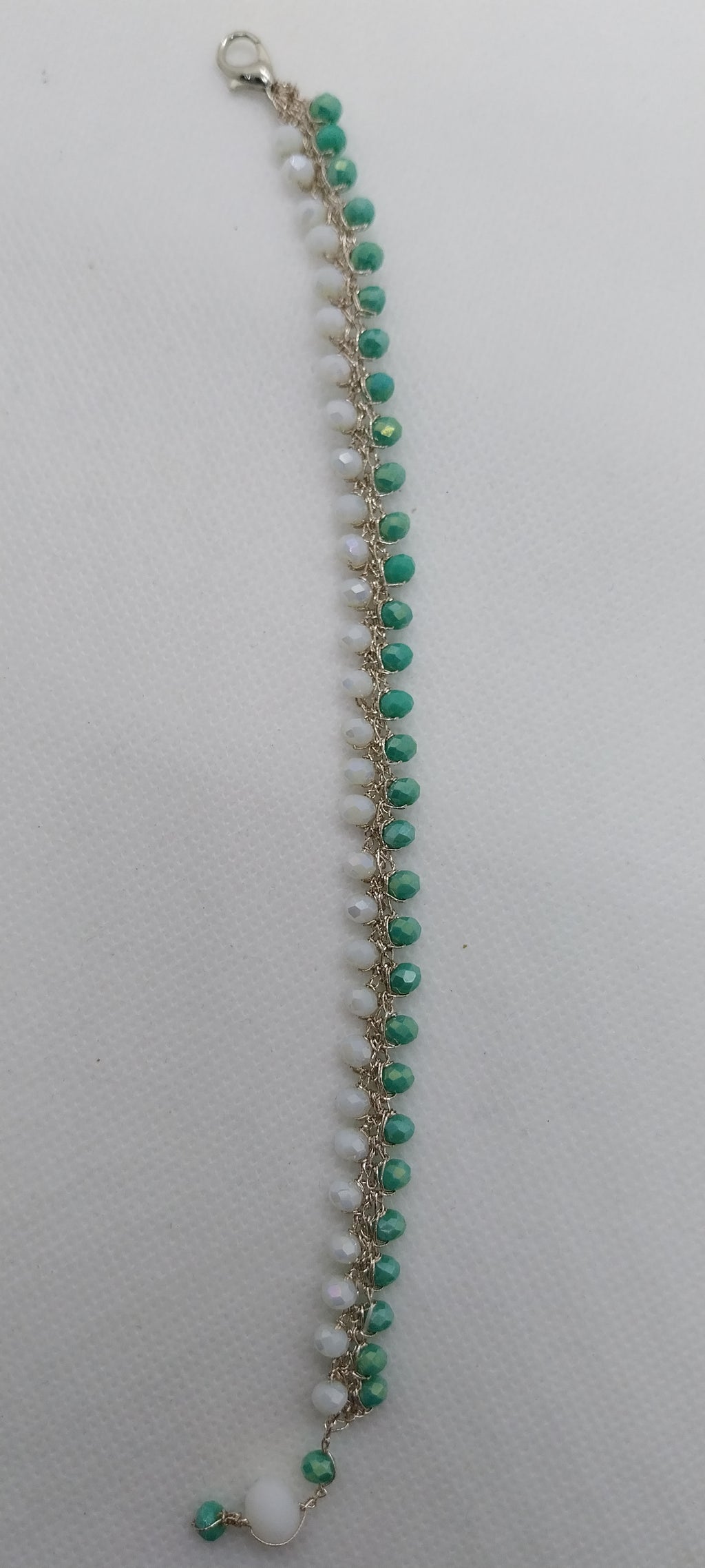 White & Green Crystal Top Bead Bracelet