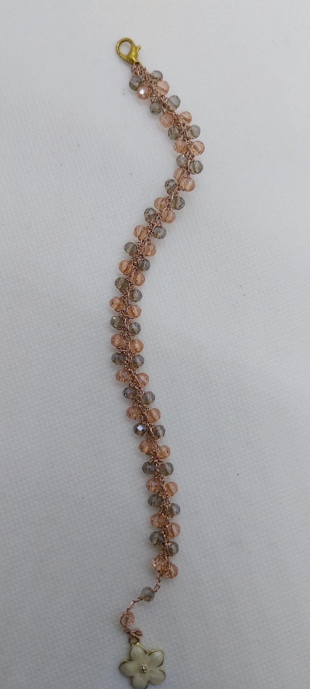 Pink & Grey Cherry Blossom Charm Bracelet