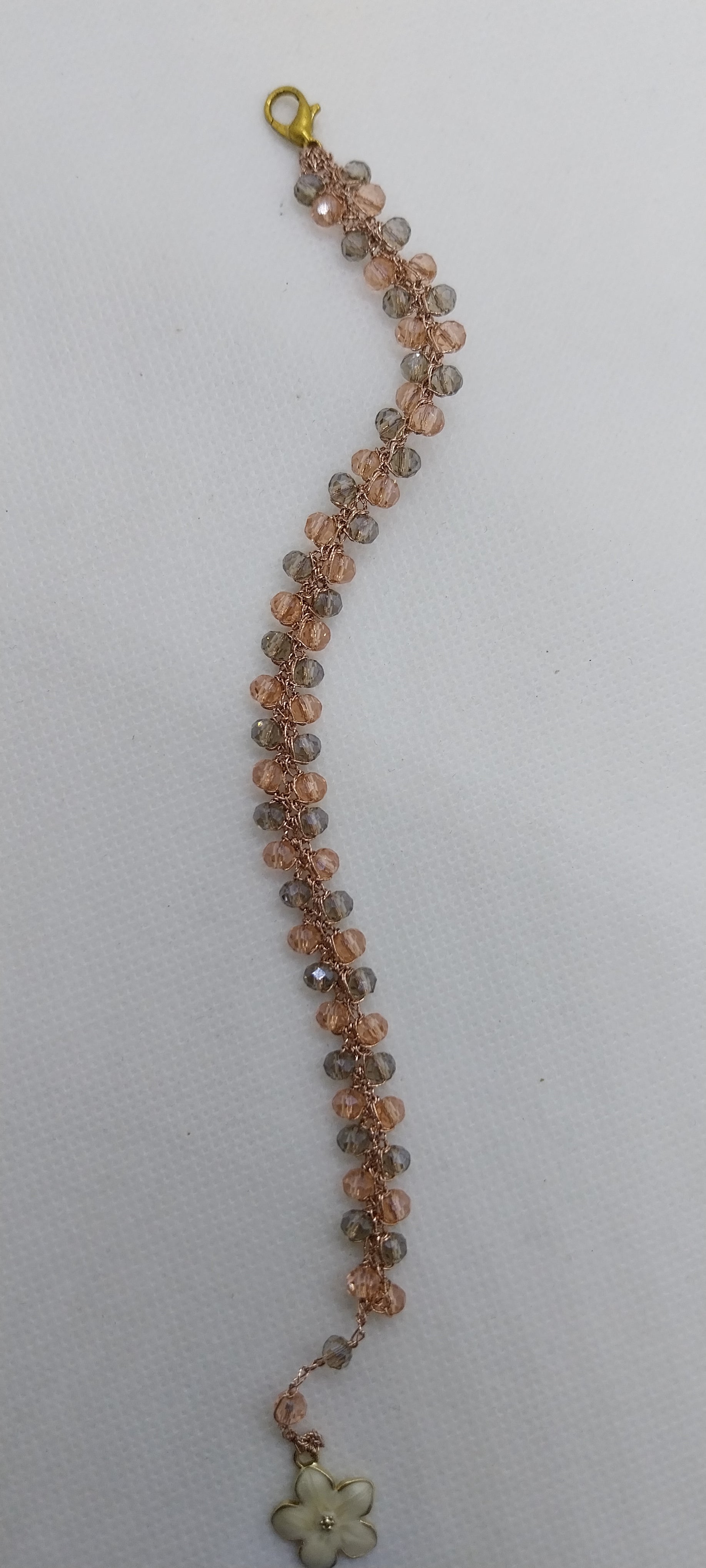 Pink & Grey Cherry Blossom Charm Bracelet