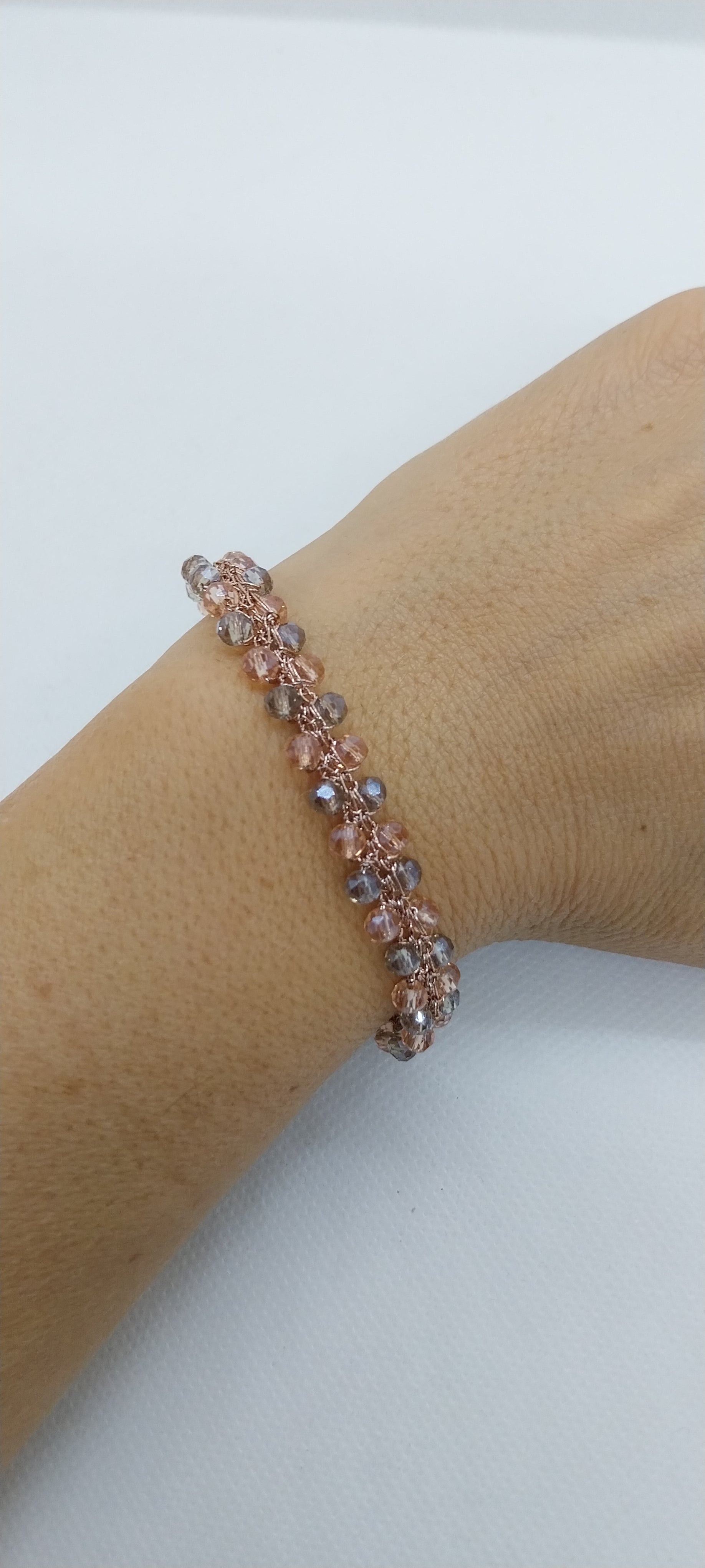 Pink & Grey Cherry Blossom Charm Bracelet