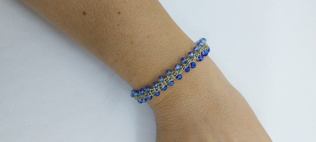Bracelet Perles Cristal Bleu