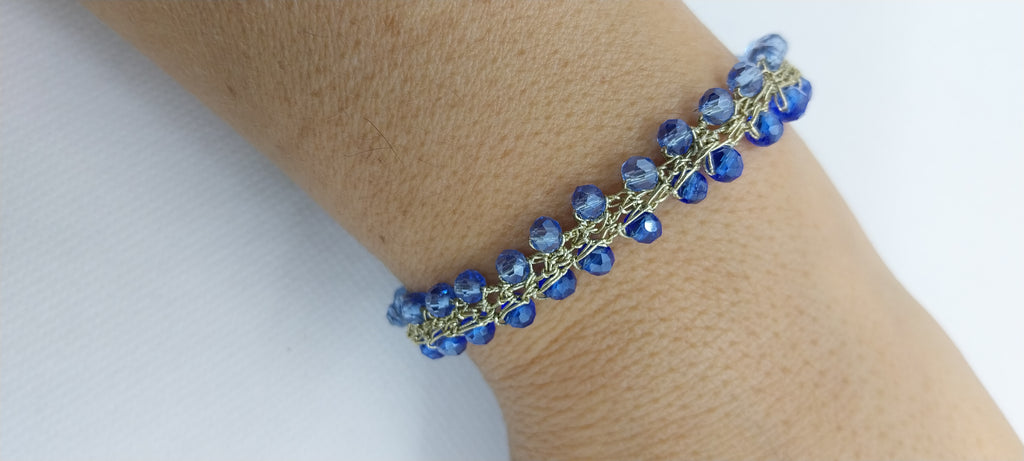 Bracelet Perles Cristal Bleu