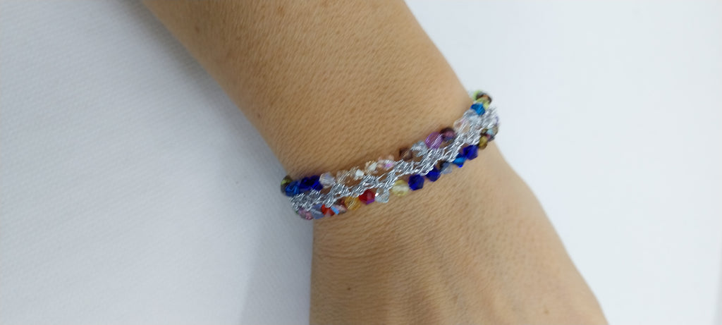 Bracelet Perles Toupie Cristal Multicolore