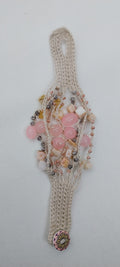 Bracelet Rosée - Fil Coton Beige & Perle Rose