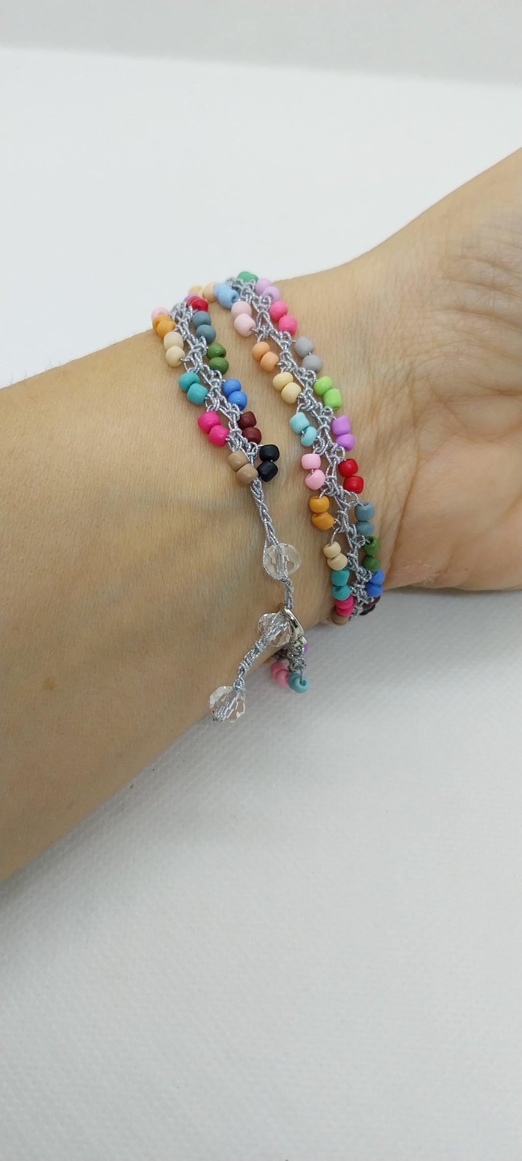 Bracelet Multicolore - Perles de Rocaille & Fil Argent