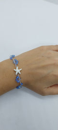 Bracelet Bleu - Perle Cristal & Étoile de Mer