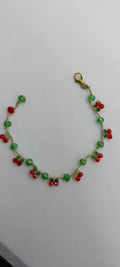 Cherry Bracelet - Crystal Beads & Gold Thread