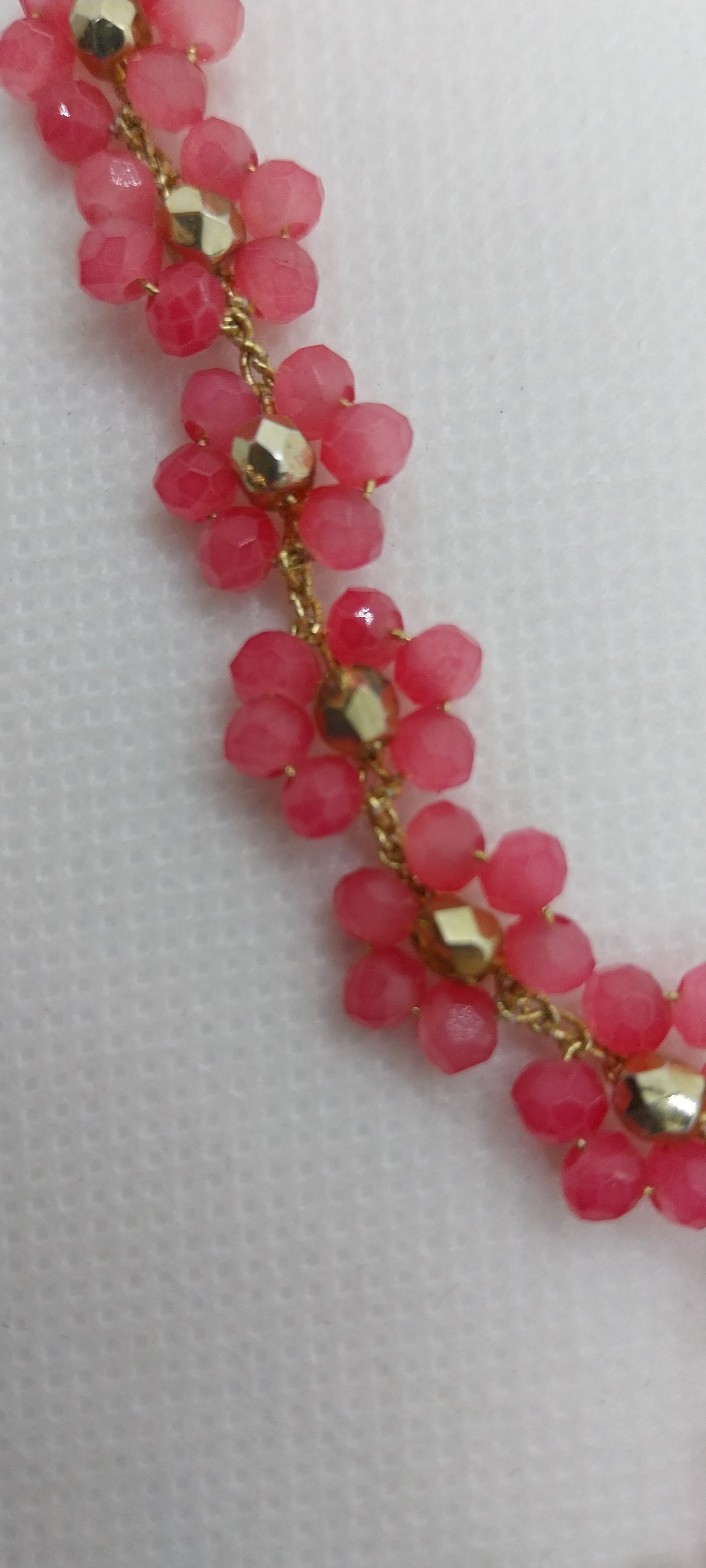 Bracelet Fleur - Perles Cristal Rose & Or