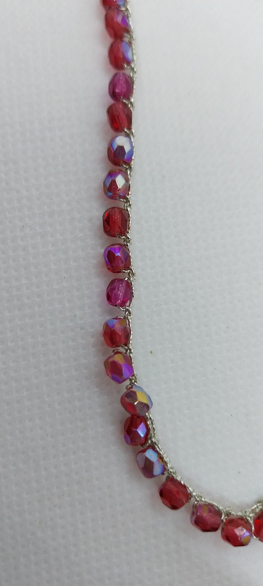 Fuchsia Bracelet - Crystal Bead & Silver Wire