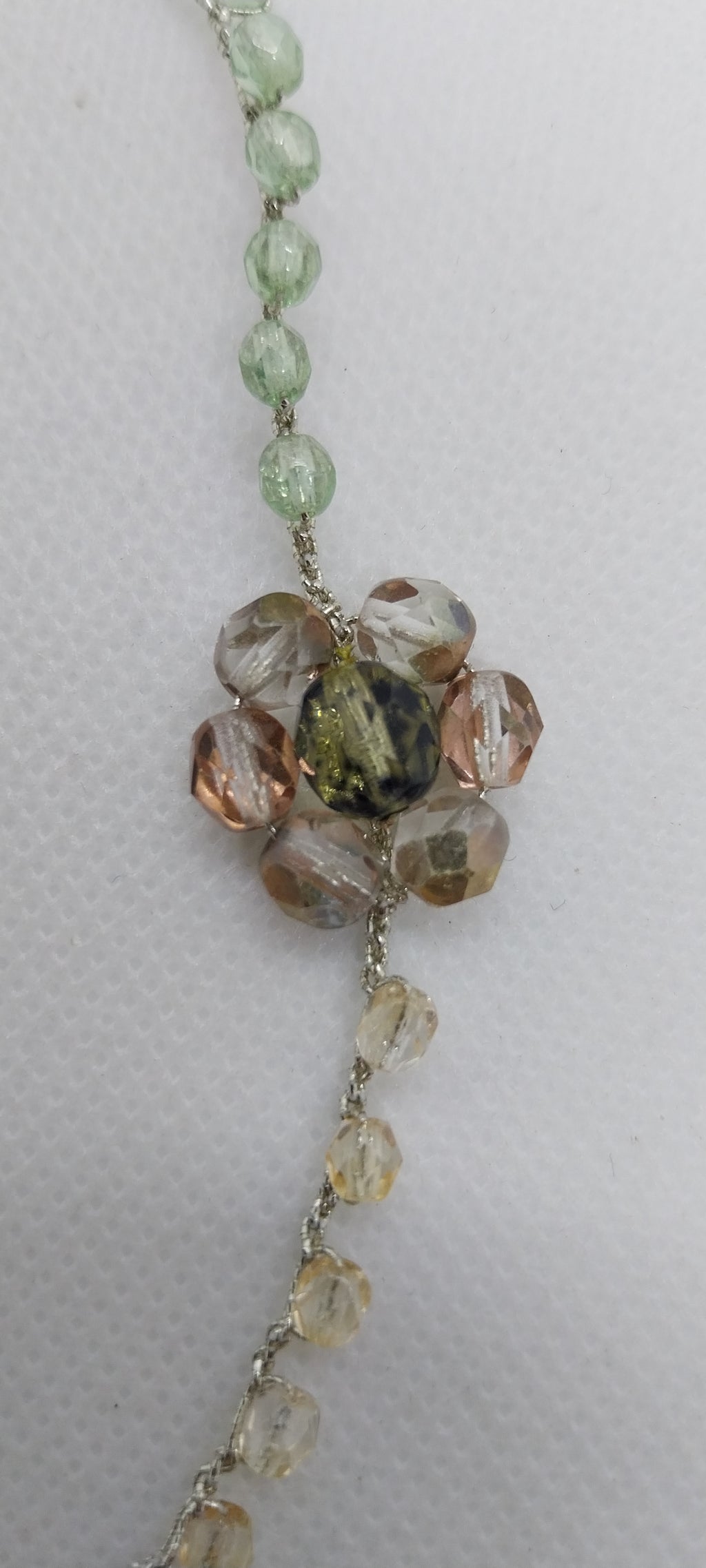 Bracelet Fleur - Perle Cristal Beige & Kaki