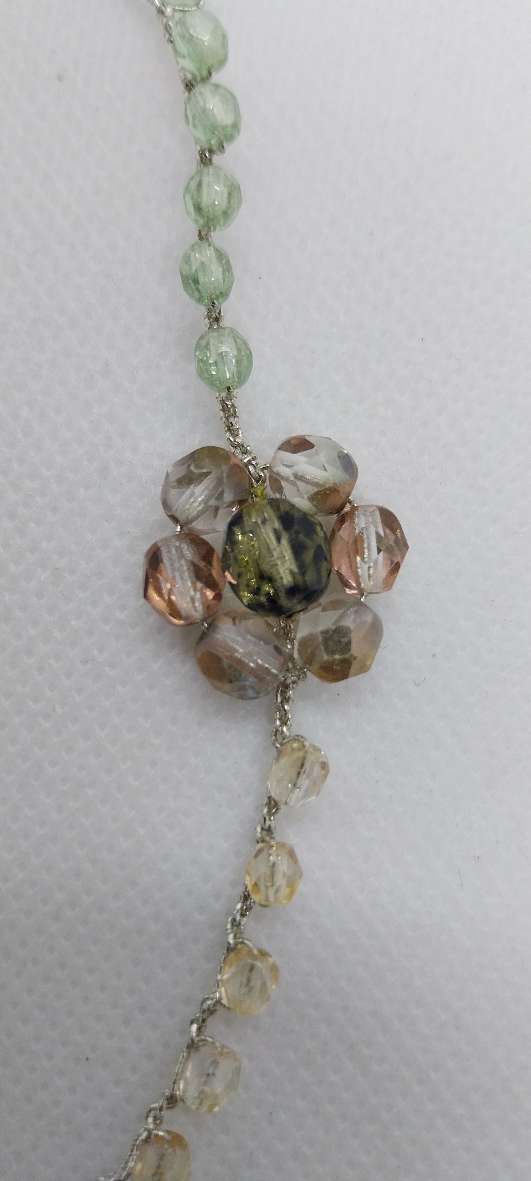 Bracelet Fleur - Perle Cristal Beige & Kaki