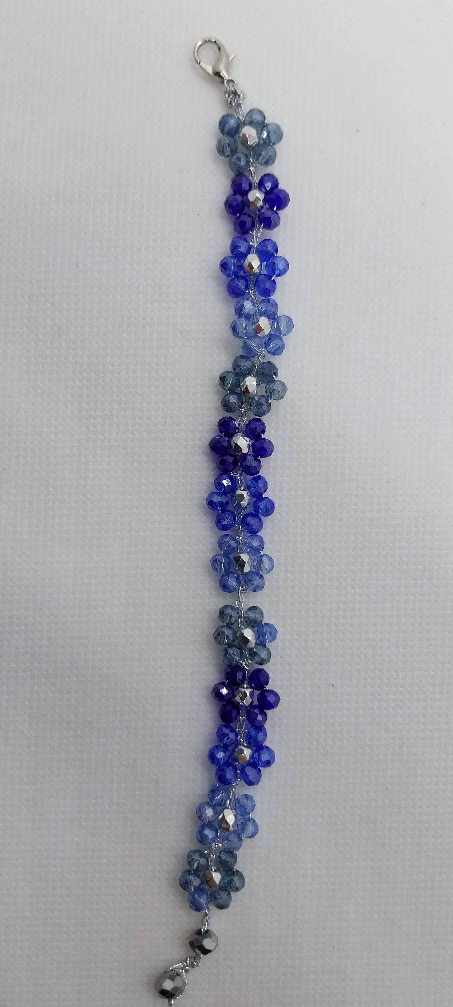 Flower Bracelet - Blue Crystal Pearl & Silver