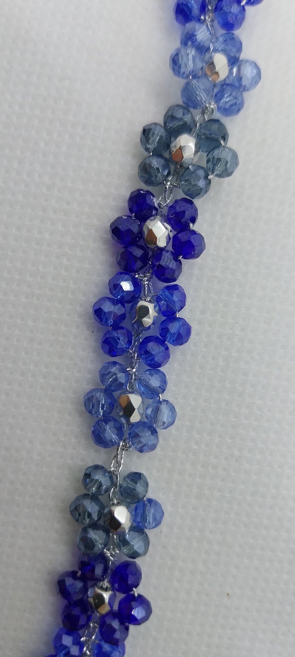Flower Bracelet - Blue Crystal Pearl & Silver