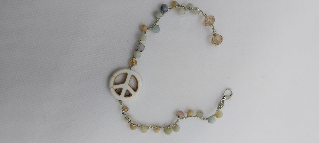 Bracelet Peace and Love - Amazonite Givrée & Fil Argent