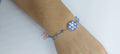 Blue Crystal Bracelet - Butterfly Charm & Silver Wire