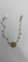 Bracelet Cristal Vert - Perle Bouton & Fil Or
