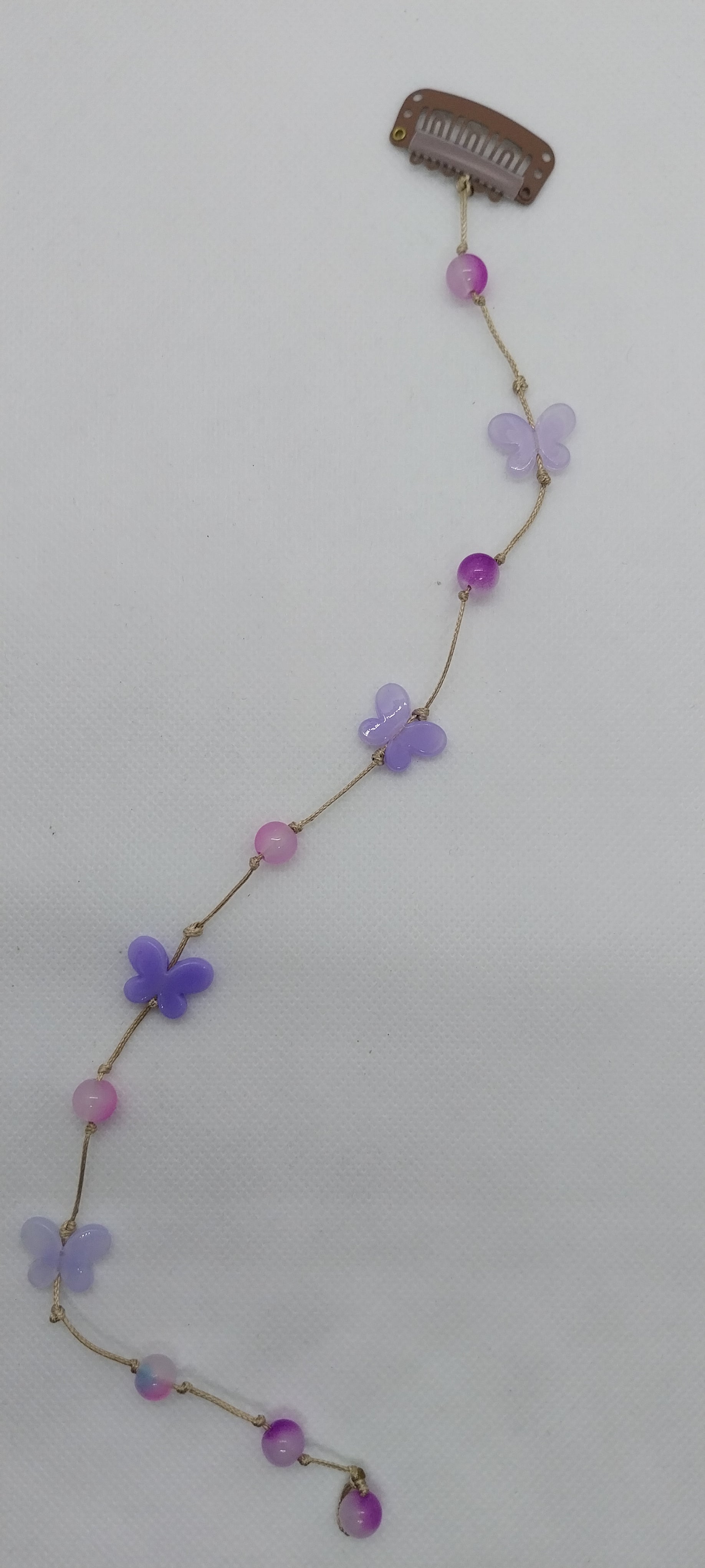 Hair jewelry large purple pearl & purple butterfly