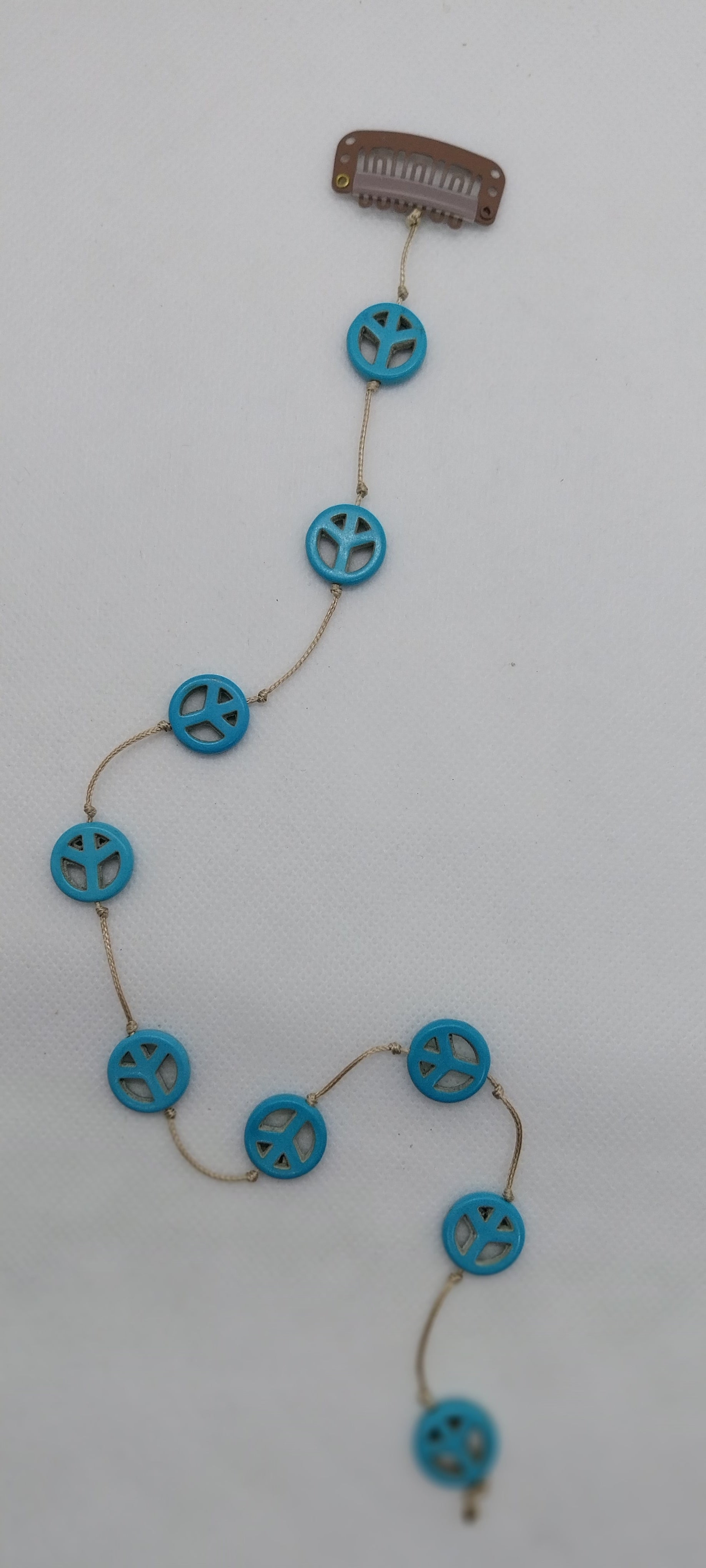 Pearl & Peace and Love turquoise charm hair jewel