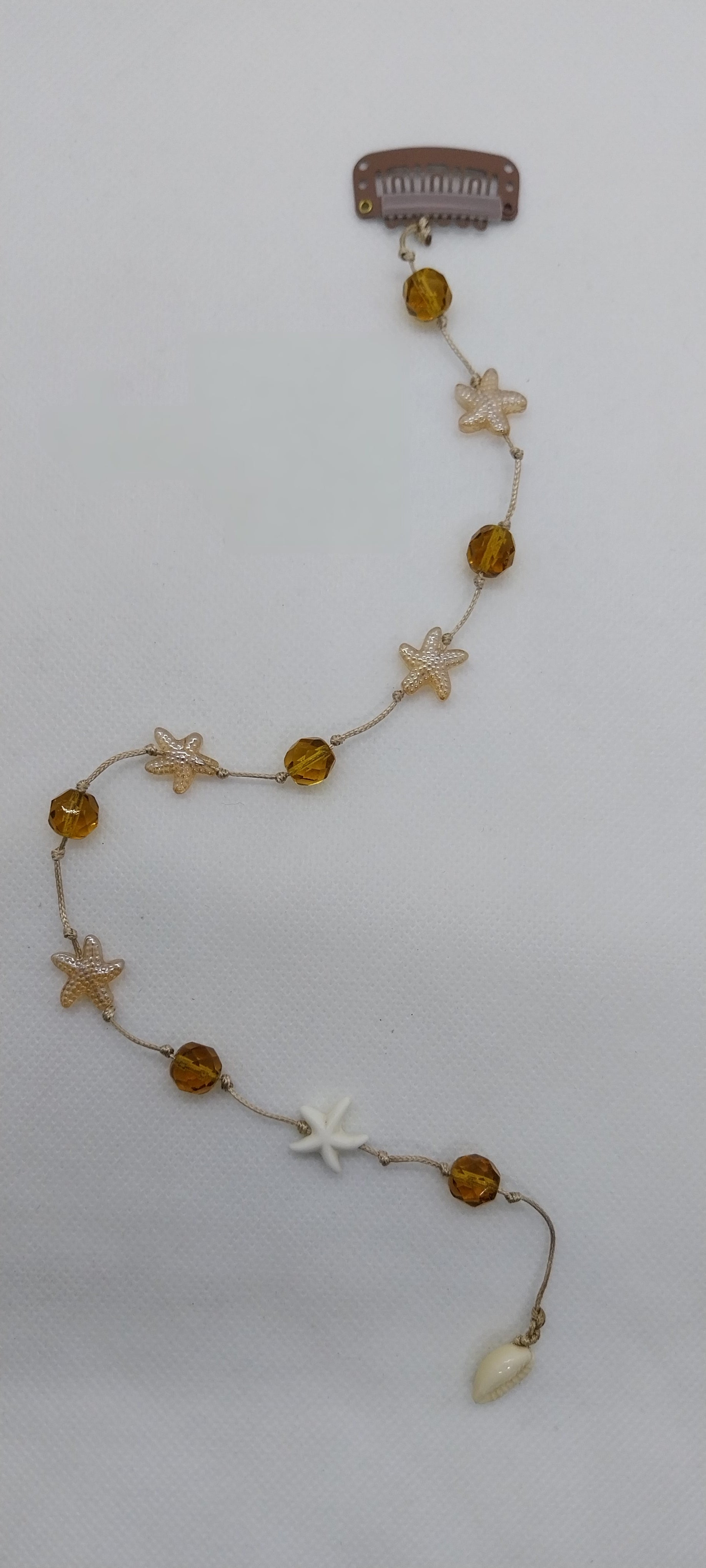 Large brown pearl & shell hair jewelry