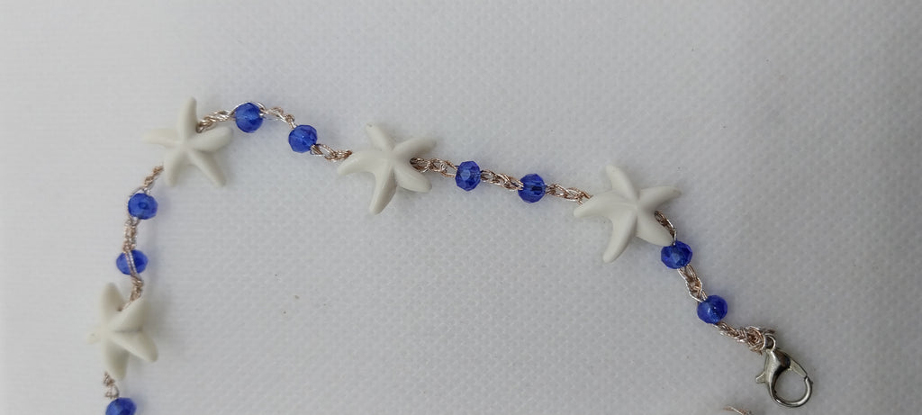 Blue Shell & Bead Ankle Bracelet