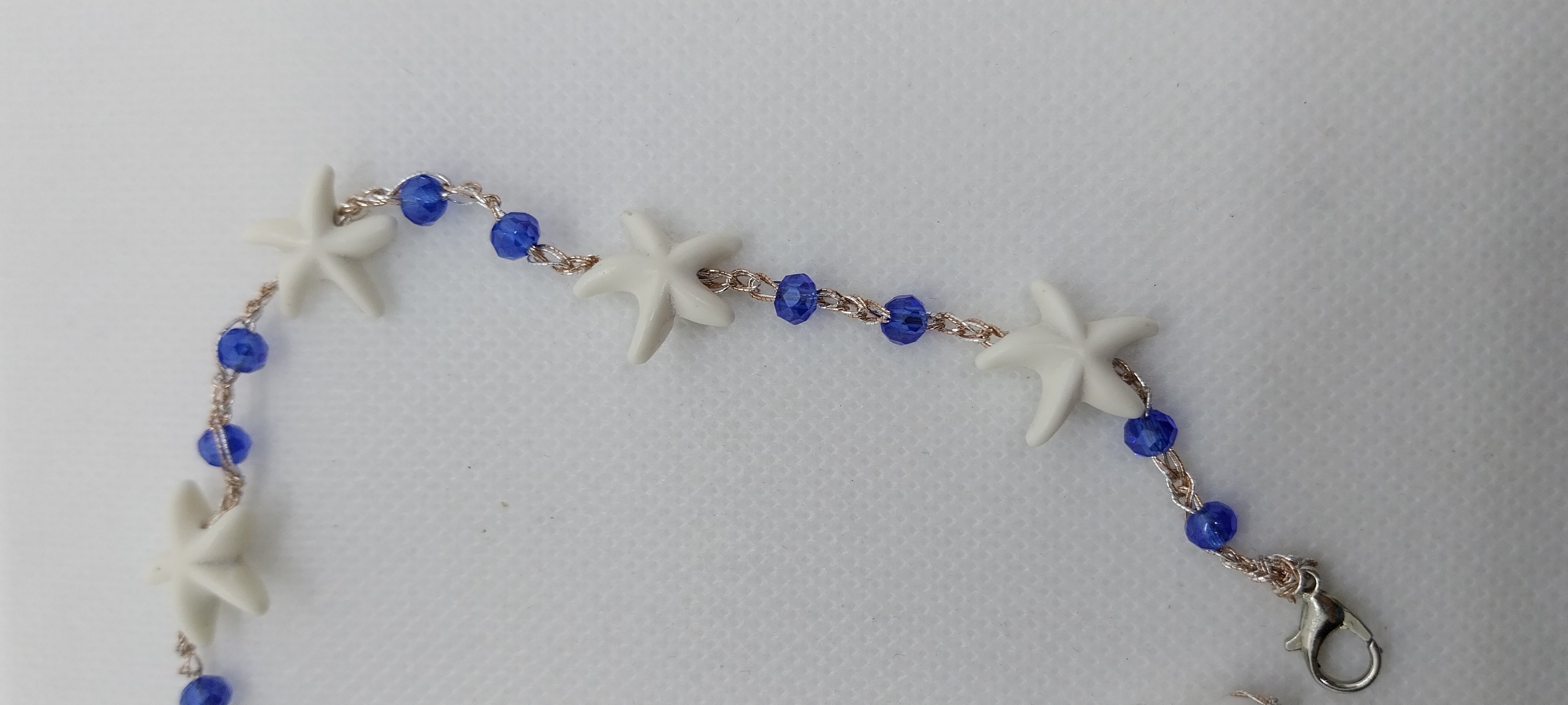 Blue Shell & Bead Ankle Bracelet