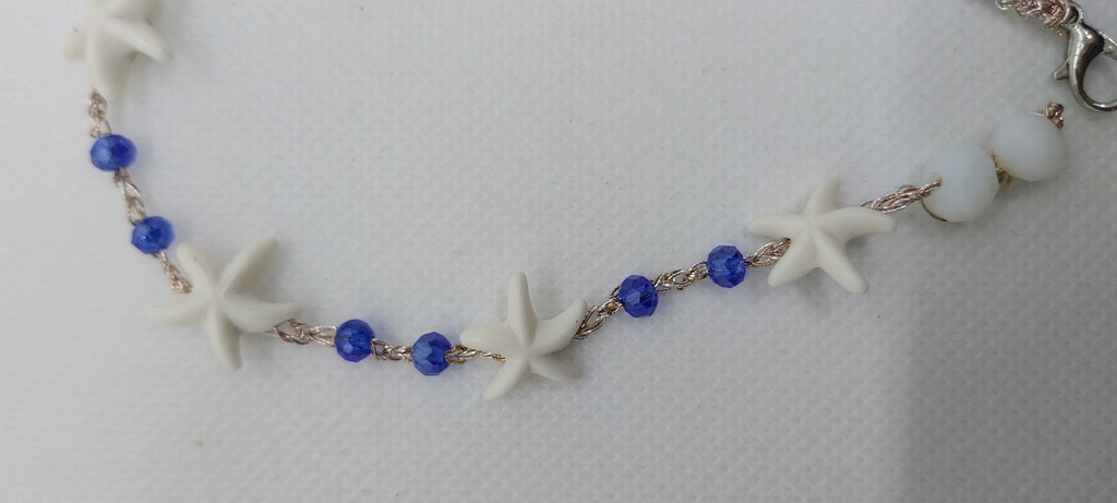 Blue Shell & Bead Ankle Bracelet