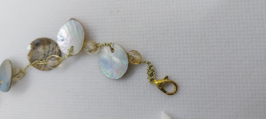 Shell & large crystal bead ankle bracelet