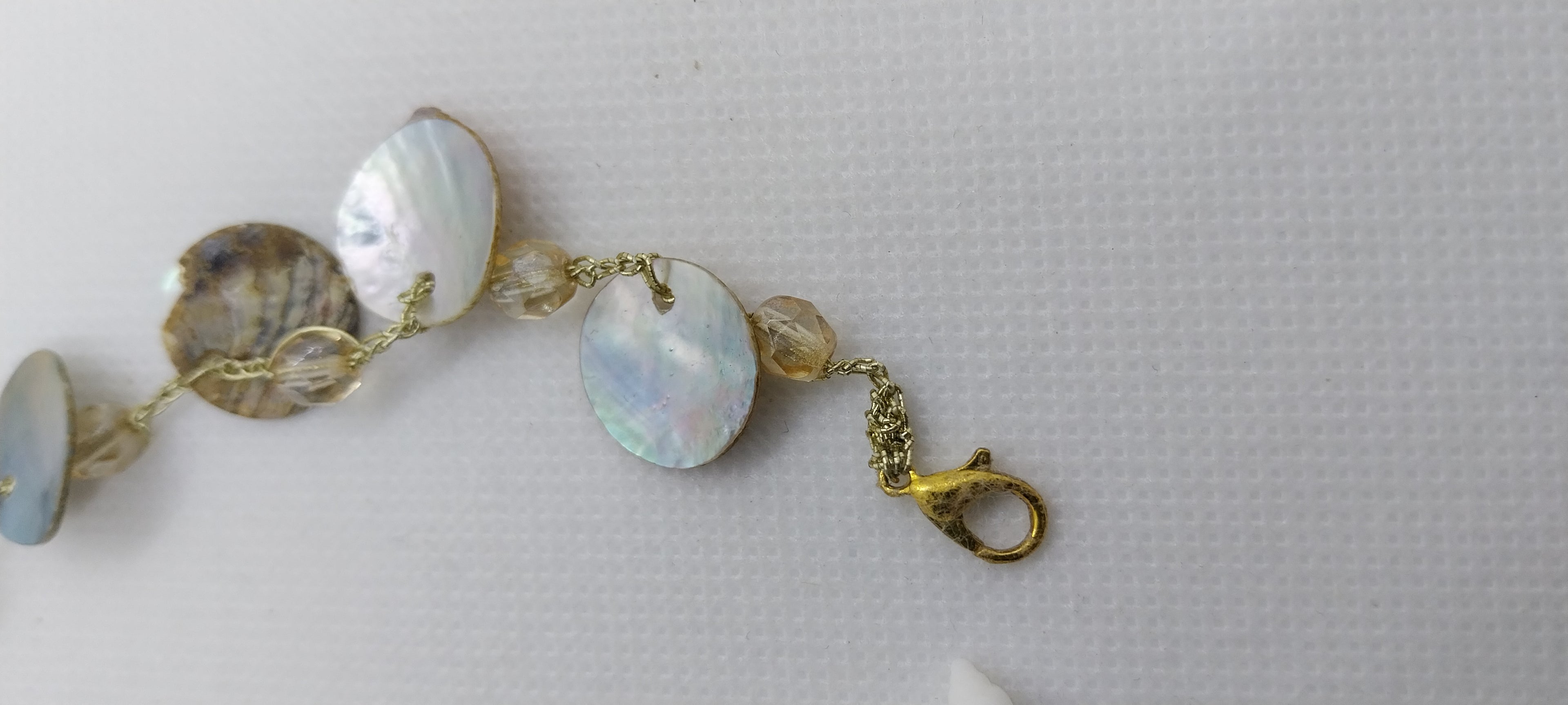 Shell & large crystal bead ankle bracelet
