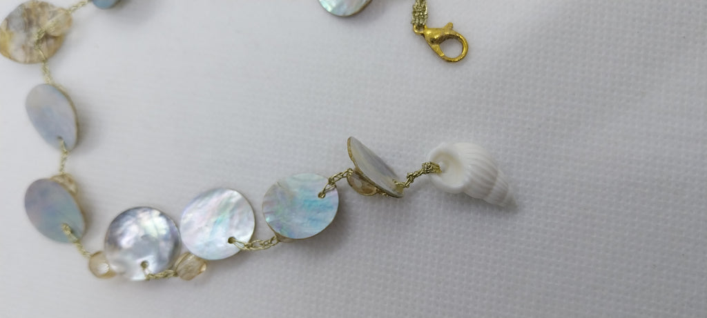 Shell & large crystal bead ankle bracelet