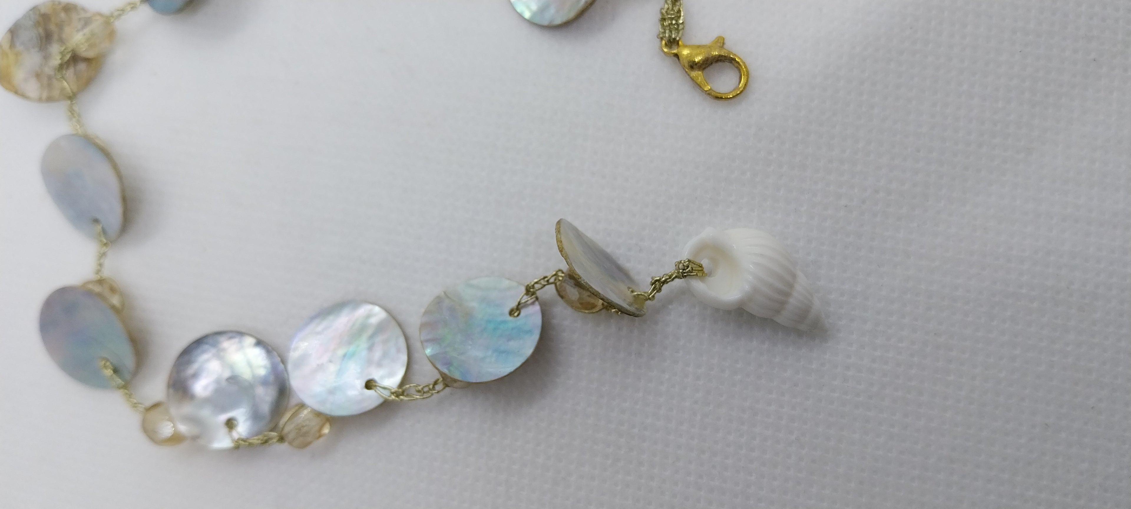Shell & large crystal bead ankle bracelet