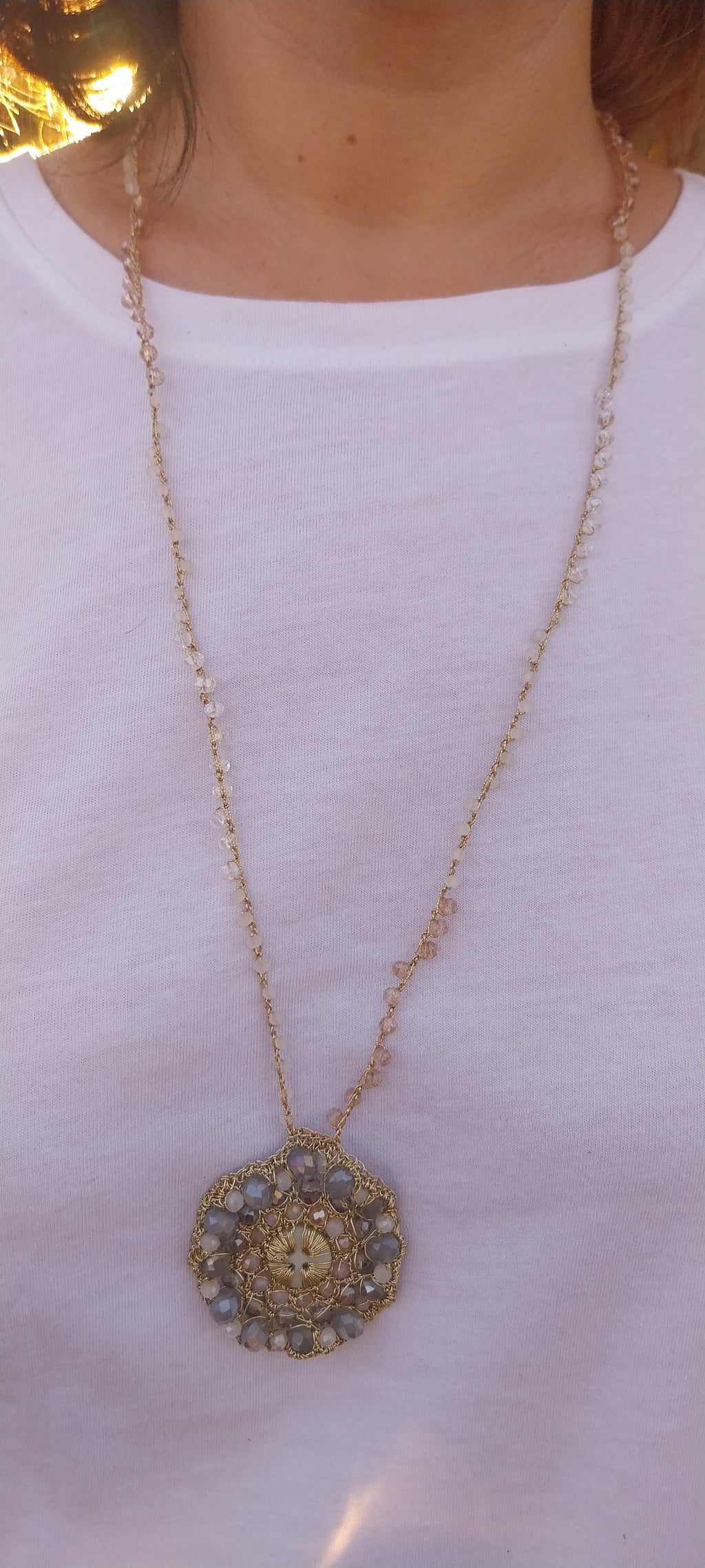 Collier Mandala Bouton Doré