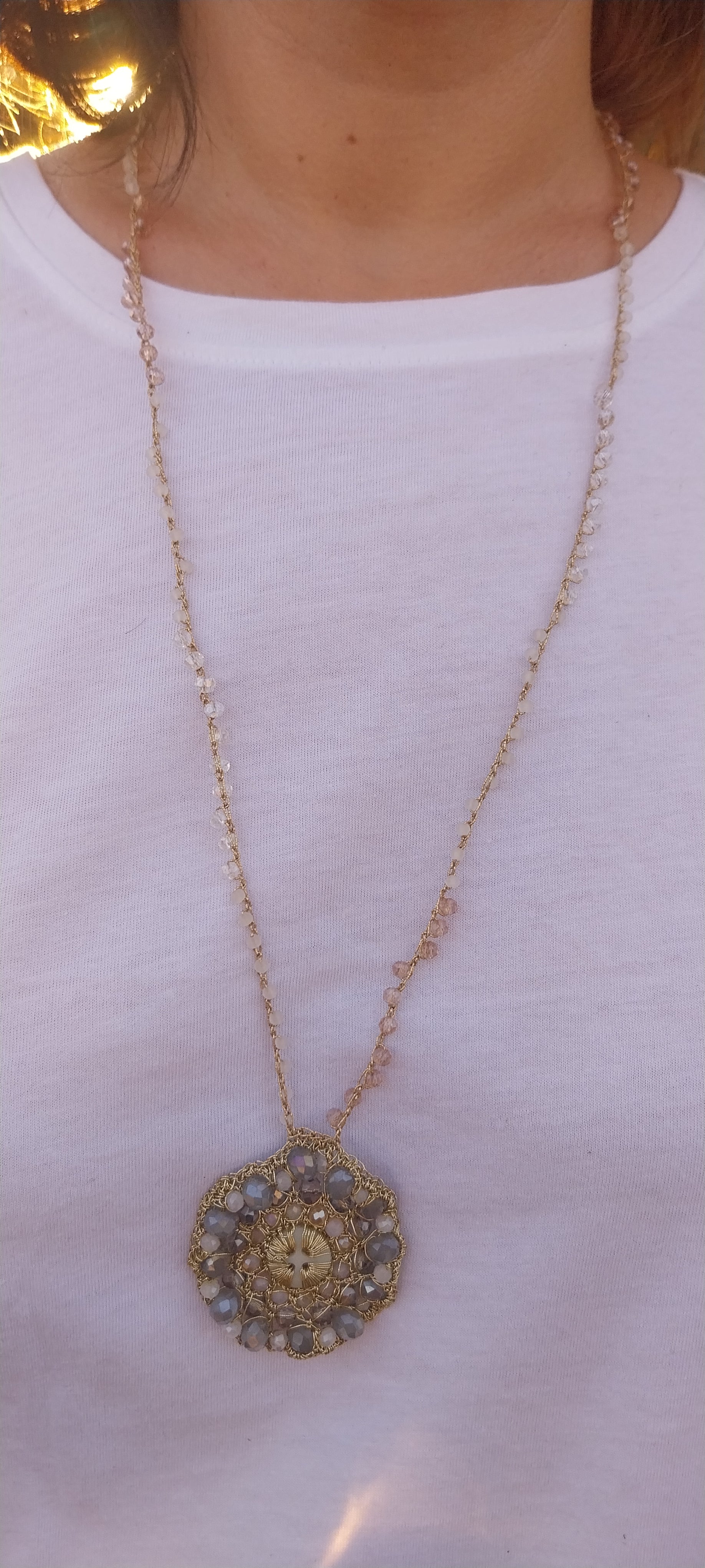 Collier Mandala Bouton Doré