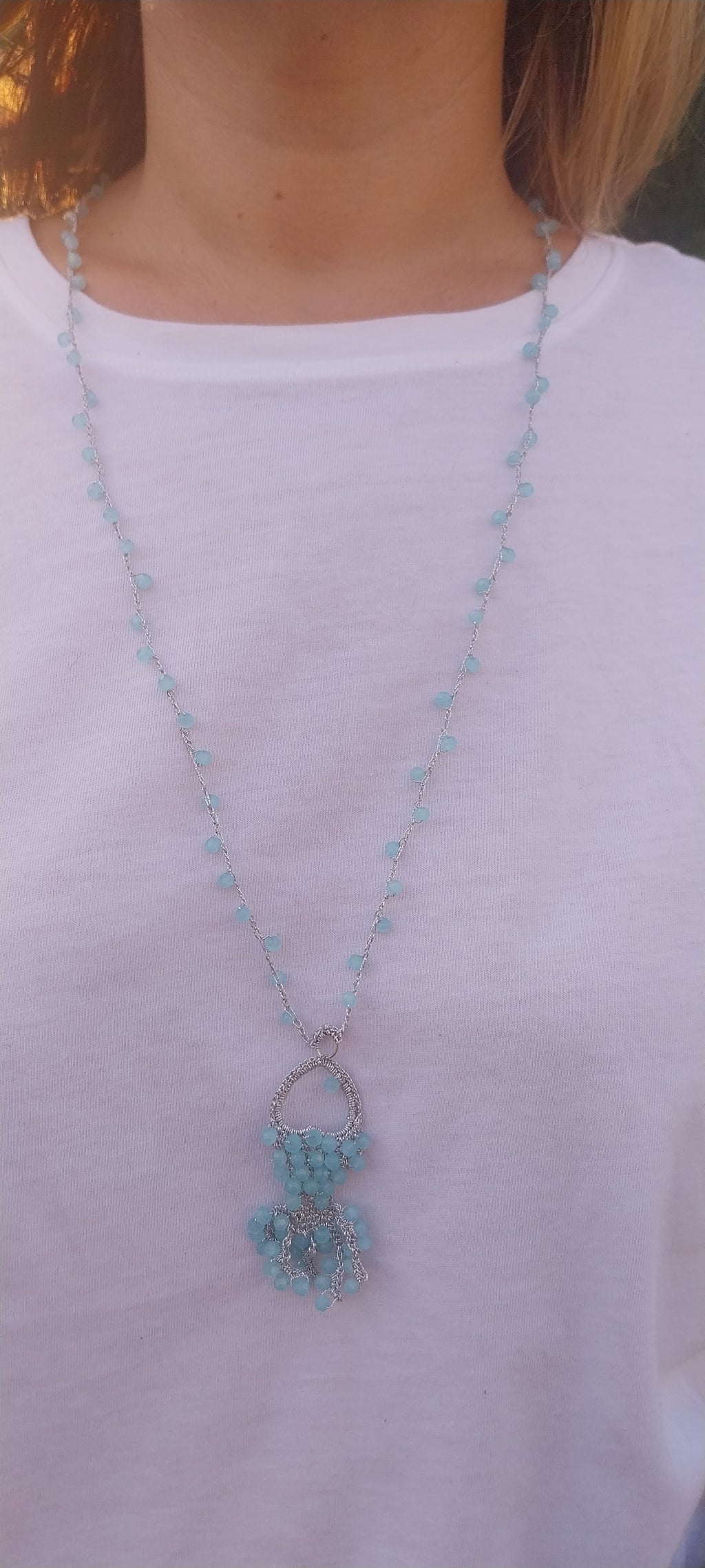 Collier Pendentif Poisson Bleu – Fermoir Acier Inoxydable