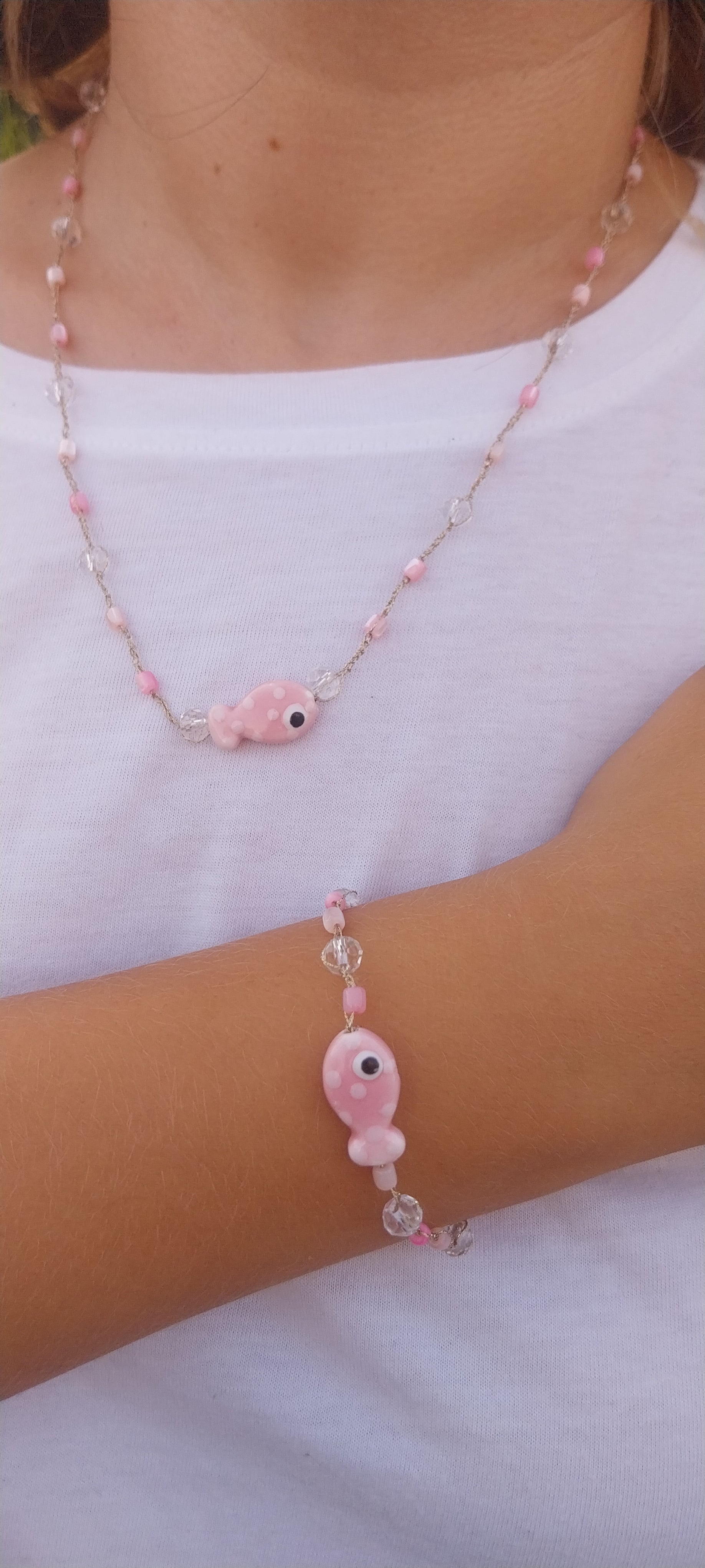 Pink Fish Set – Necklace & Bracelet