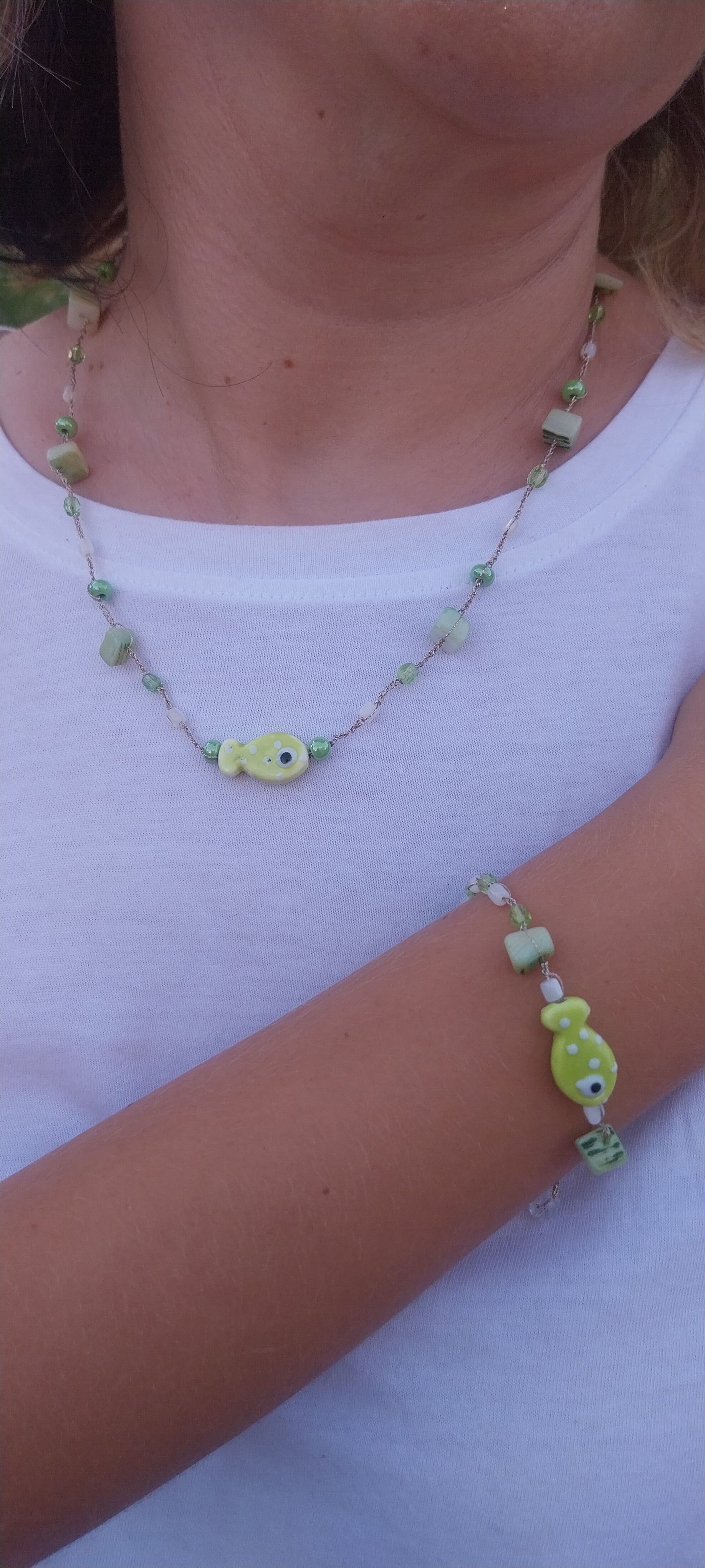 Ensemble Poisson Vert – Collier & Bracelet